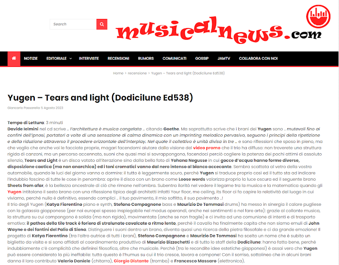 Recensione Yugen su MusicalNews